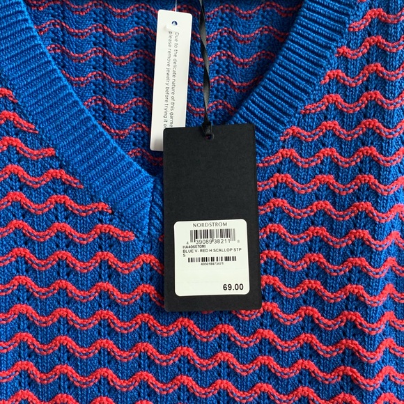 Halogen Scallop Stripe Shrt Slv Sweater S - Picture 2 of 3